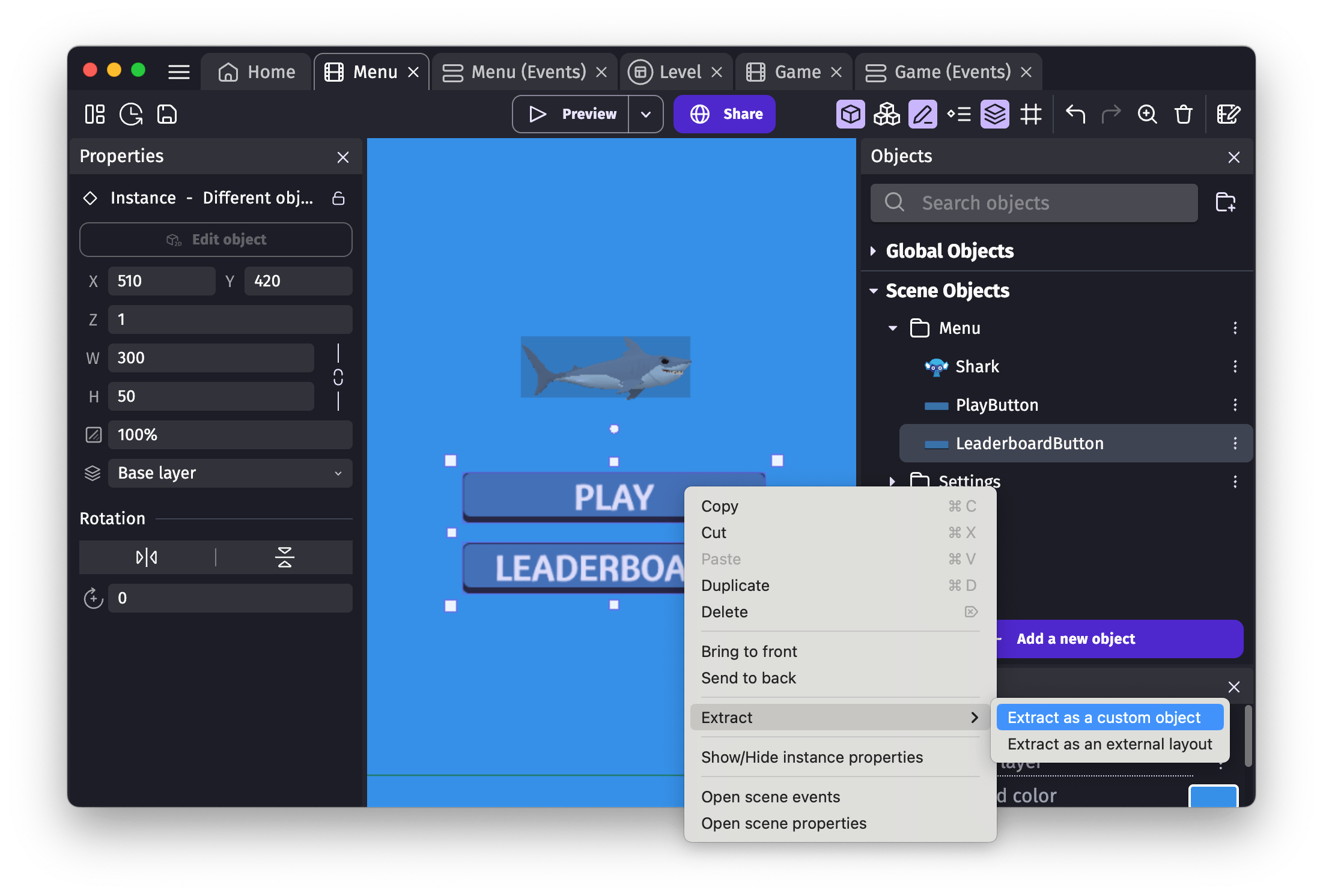 Two objects extracted into a single custom object